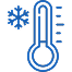 Thermometer icon with snowflake, representing optimal temperature management for flower preservation in CoolBot coolers.