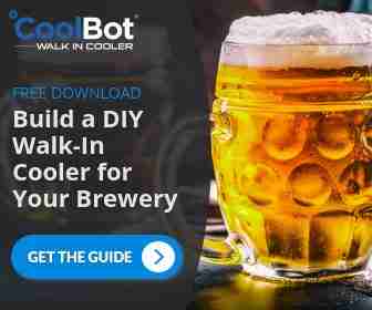 Beer in a glass mug with condensation, promoting a DIY walk-in cooler guide for breweries, emphasizing temperature control for optimal beer storage.